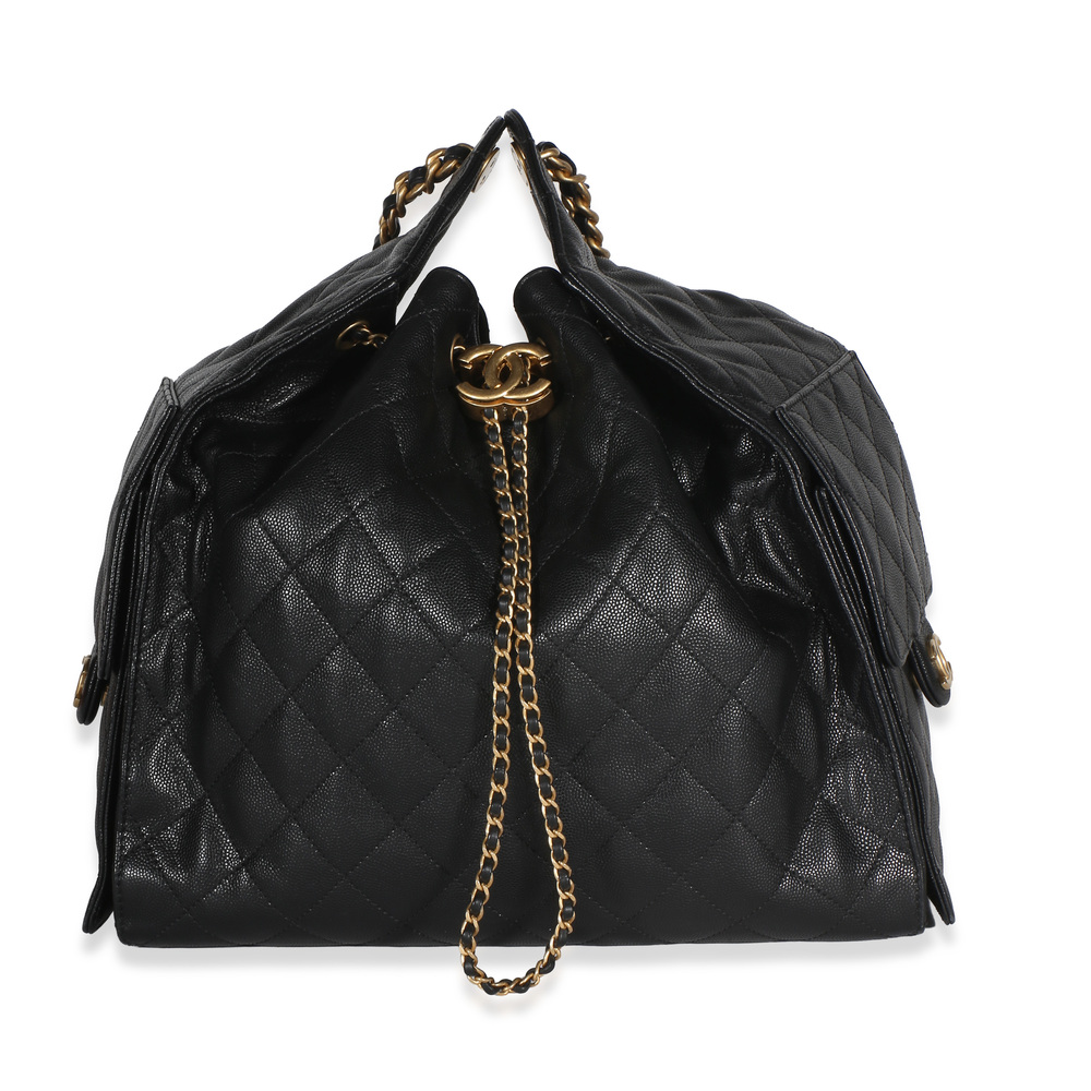Chanel Black Quilted Caviar Medium Chanel 25 Hobo